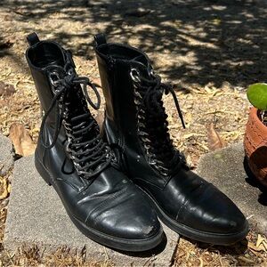 Forever 21 Chain Detail Combat Boots